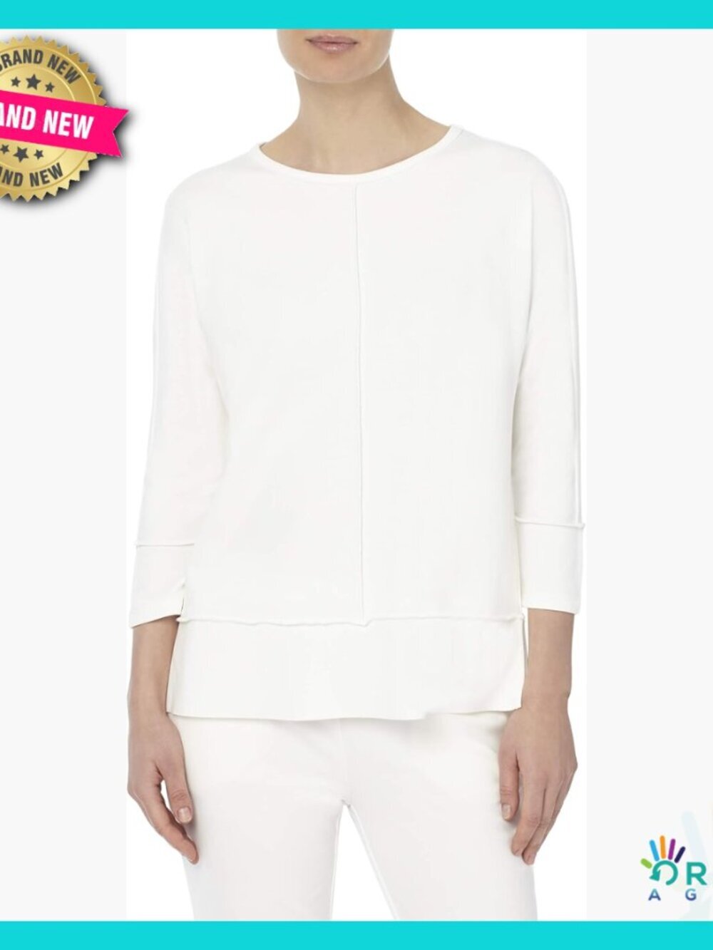 3/4 Sleeve Dolman Tunic Top Boat Neck Raw Edge Chic Minimal Versatile